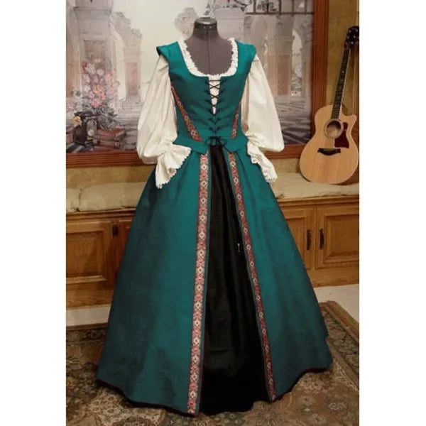 Women Halloween Costume Wicca Witch Medieval Dress Adult Plus Size Scary Cosplay Gothic New 2 Pcs Set Costumes for Women