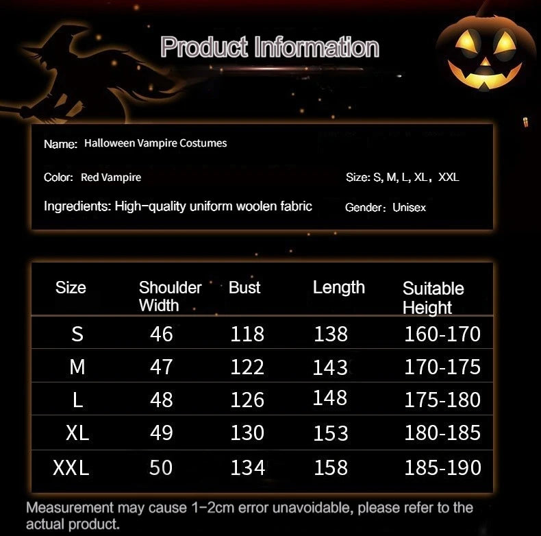Halloween Men‘s Vampire Costume ,Halloween Men's Vampire Cape, Dracula Costume Men