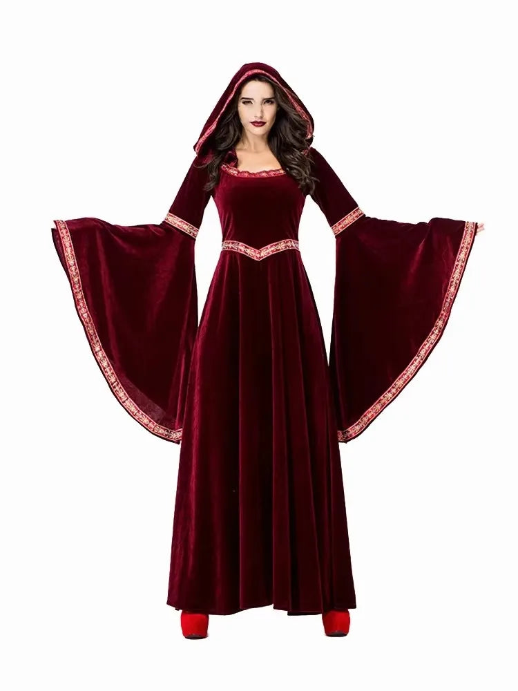 Halloween, medieval Gothic style, long sleeved shirt, luxurious women's dress, party costume, cosplay, vampire, Halloween adult
