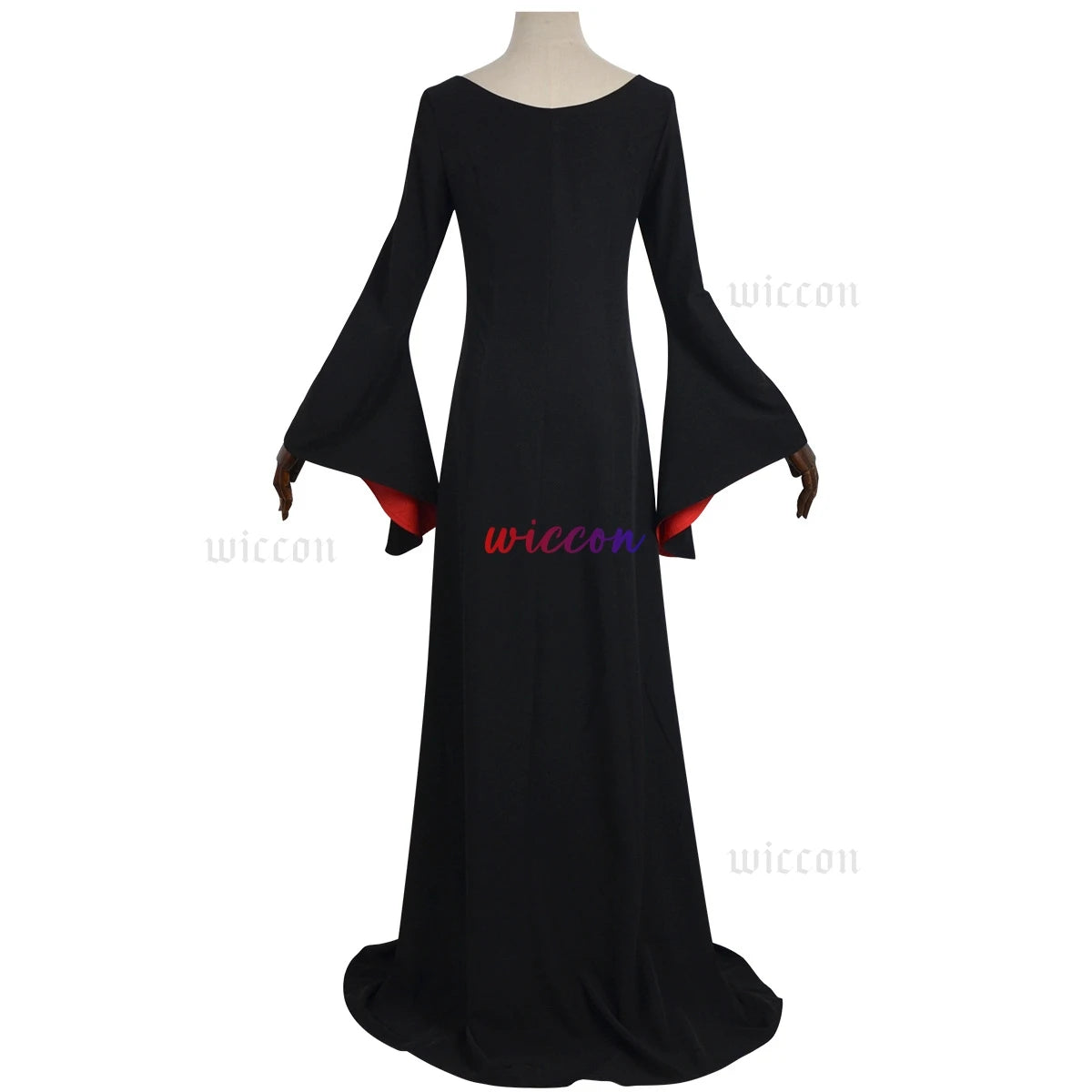 Morticia Cosplay Costume Black Robe Wig Set Women Gothic Dress Maxi Skirt Adult Vintage Halloween Masquerade Party
