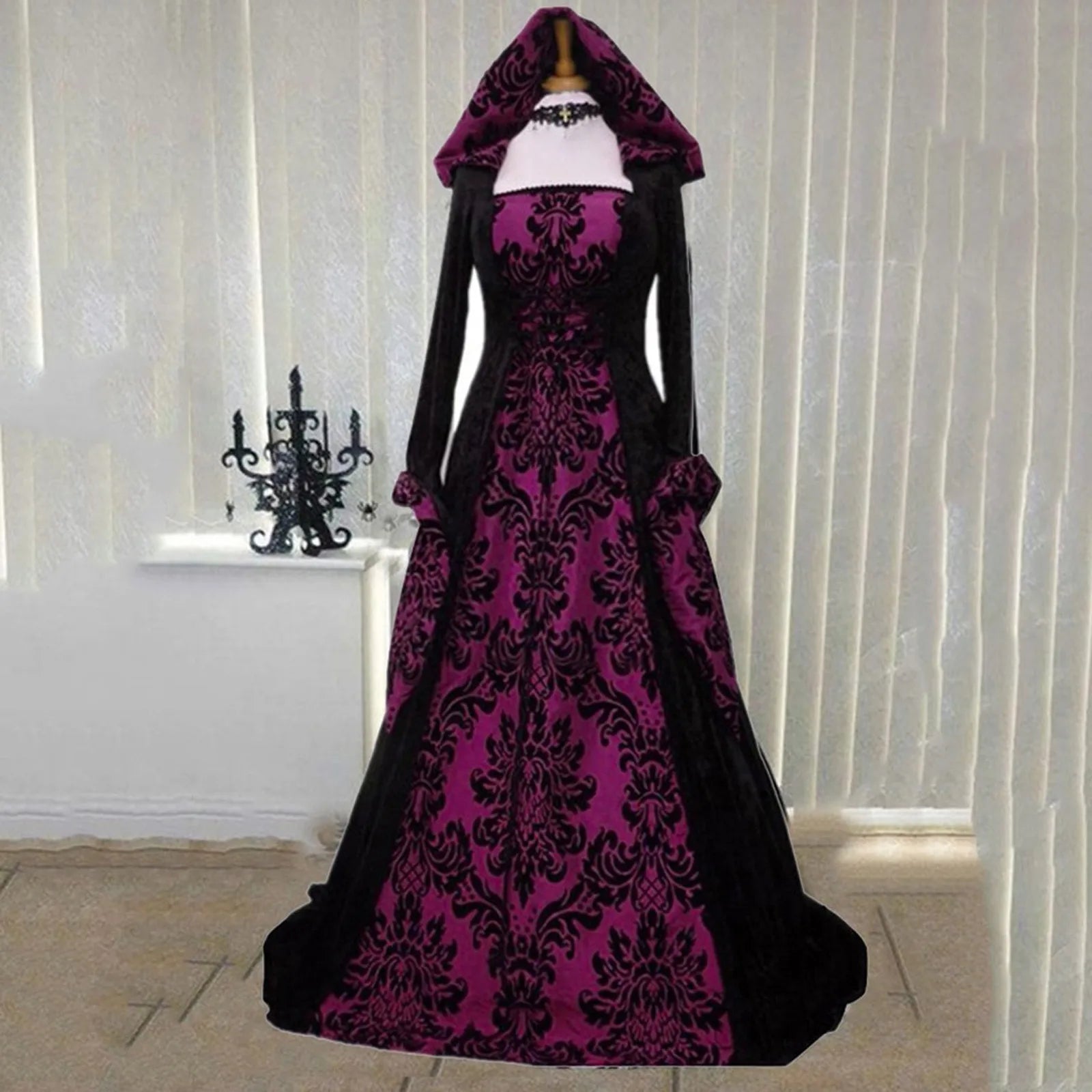 Costume Wicca Witch Medieval Dress Women Adult Plus Size Scary Cosplay Gothic New Wizard Halloween Costumes For Women