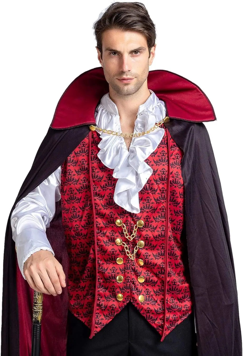 Halloween Men‘s Vampire Costume ,Halloween Men's Vampire Cape, Dracula Costume Men