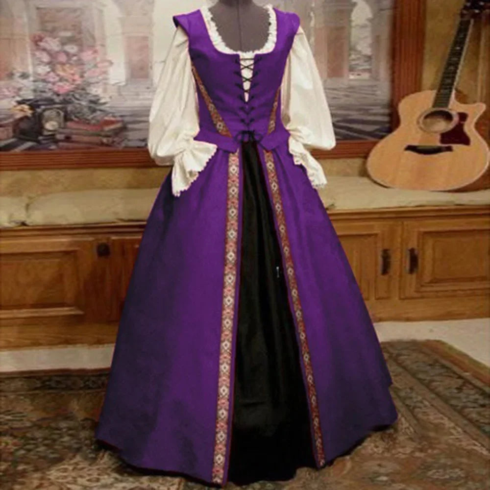 Women Halloween Costume Wicca Witch Medieval Dress Adult Plus Size Scary Cosplay Gothic New 2 Pcs Set Costumes for Women