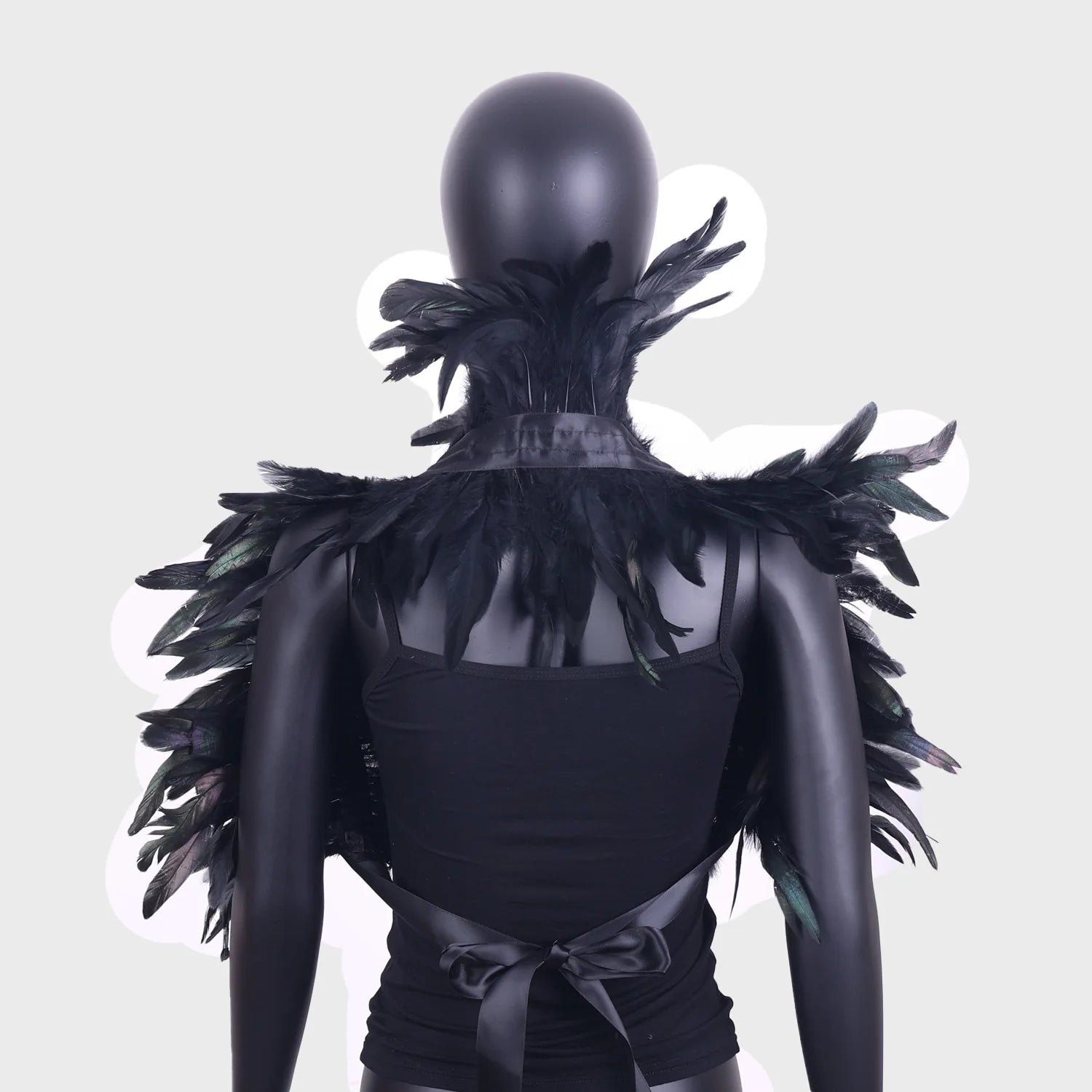 Gothic Feather Shawl Halloween Party Prom Performance Chicken Feather Accessory Cape Cloak Cosplay Costumes Poncho for Women Men