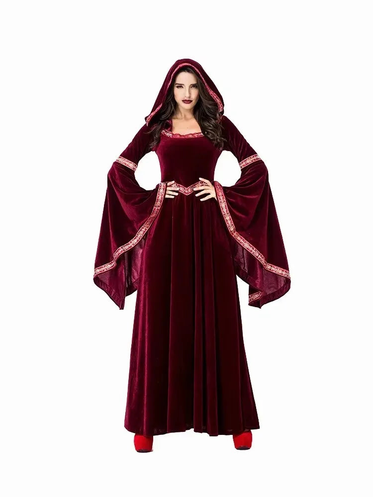 Halloween, medieval Gothic style, long sleeved shirt, luxurious women's dress, party costume, cosplay, vampire, Halloween adult