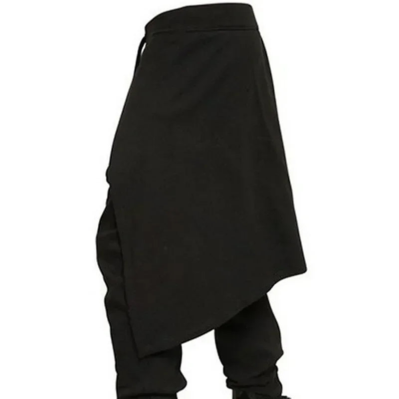 Medieval Steampunk Black Pant Costume for Men Western Style Spliced Loose Pants Stage Cosplay Halloween Gothic Fashion Pant