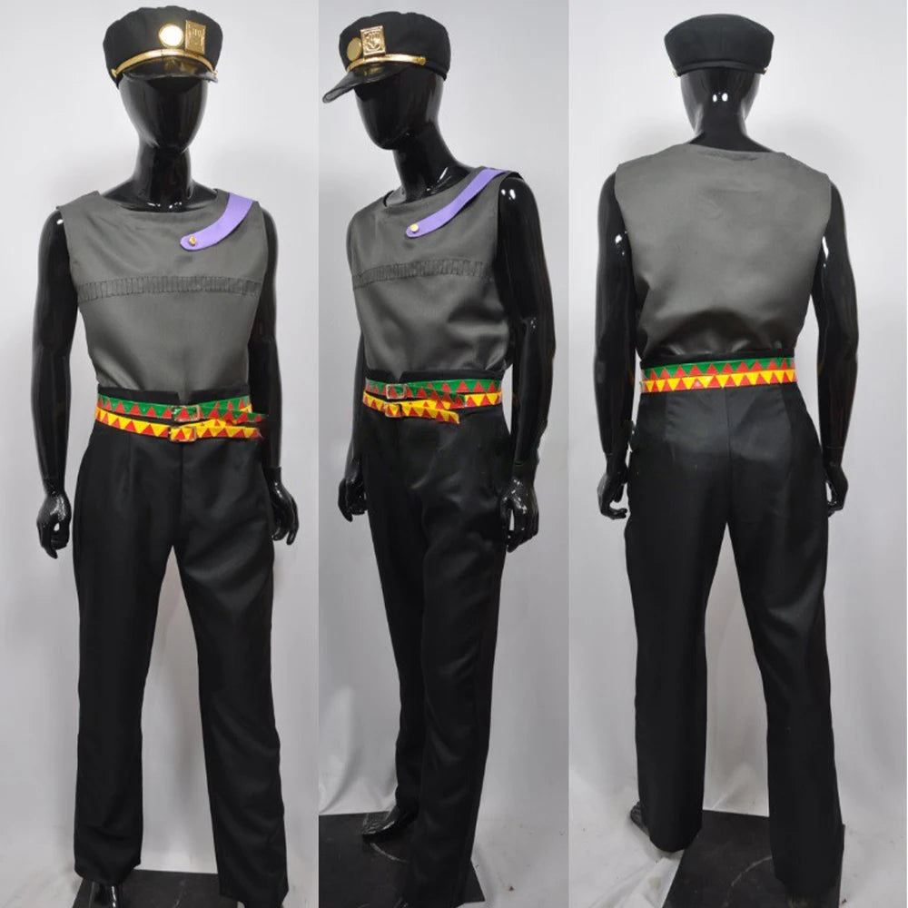 IN STOCK Part 3 Stardust Crusaders Kujo Jotaro Kujo Black Outfit Uniform Anime Cosplay Costume Halloween Theme Party