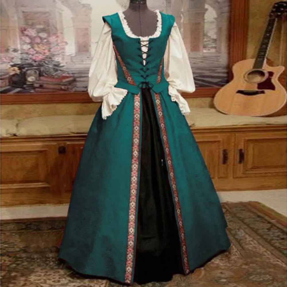 Women Halloween Costume Wicca Witch Medieval Dress Adult Plus Size Scary Cosplay Gothic New 2 Pcs Set Costumes for Women