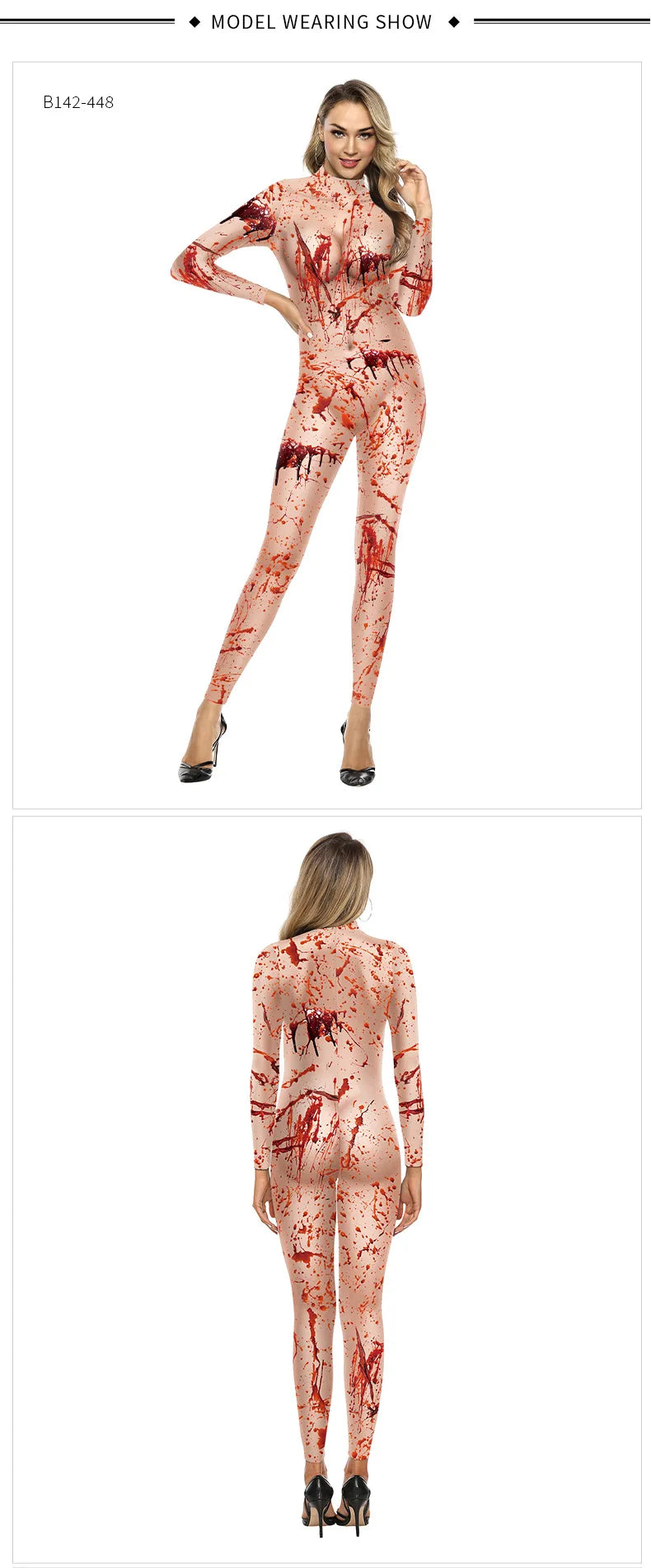 Color Cosplayer Zombie Jumpsuits Women Halloween Party Cosplay Costumes Gothic Ghastly Performance Catsuits Role Playing Costume