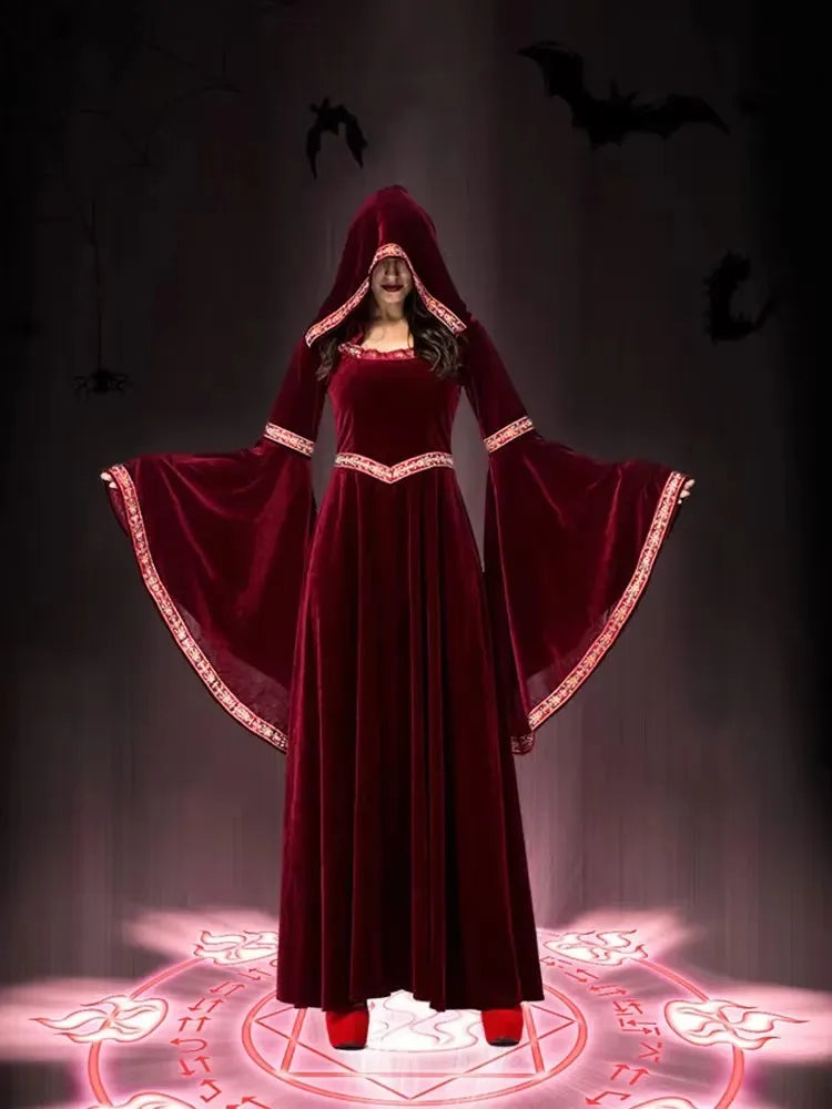 Halloween, medieval Gothic style, long sleeved shirt, luxurious women's dress, party costume, cosplay, vampire, Halloween adult