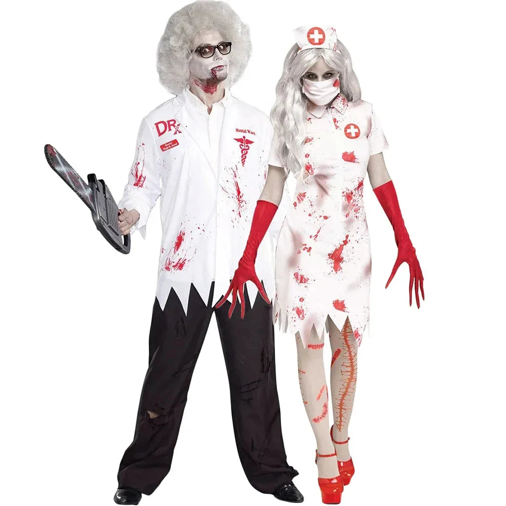 Ladies Halloween Party Zombie Horror Costumes Bloody Nurse Zombie Dress Cosplay Sexy Performance Costume Game Zombie Horror Suit