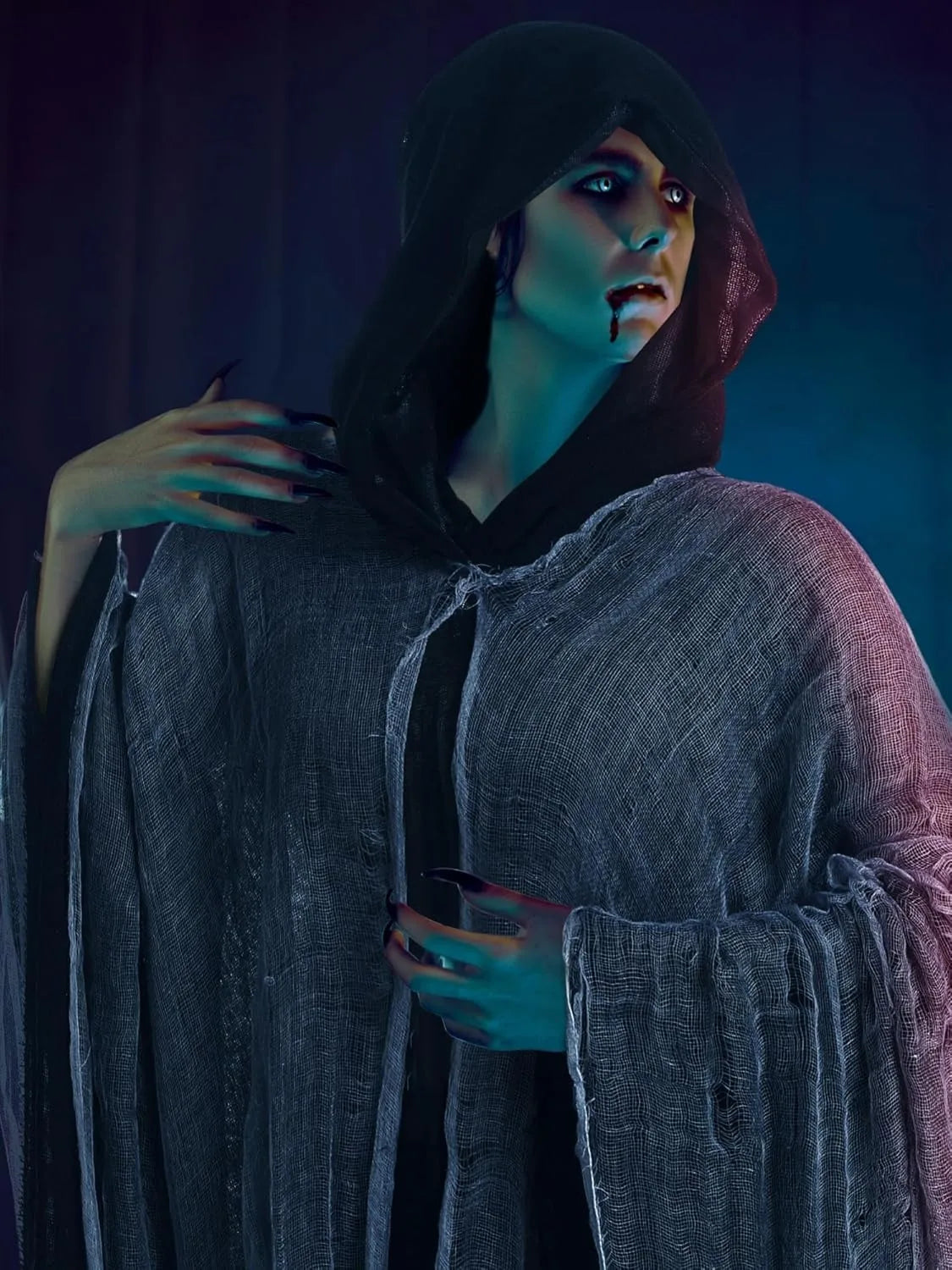 Halloween Hooded Cloak Medieval Renaissance Gothic Wizard Robe Scary Grim Reaper Cosplay Costume for Unisex