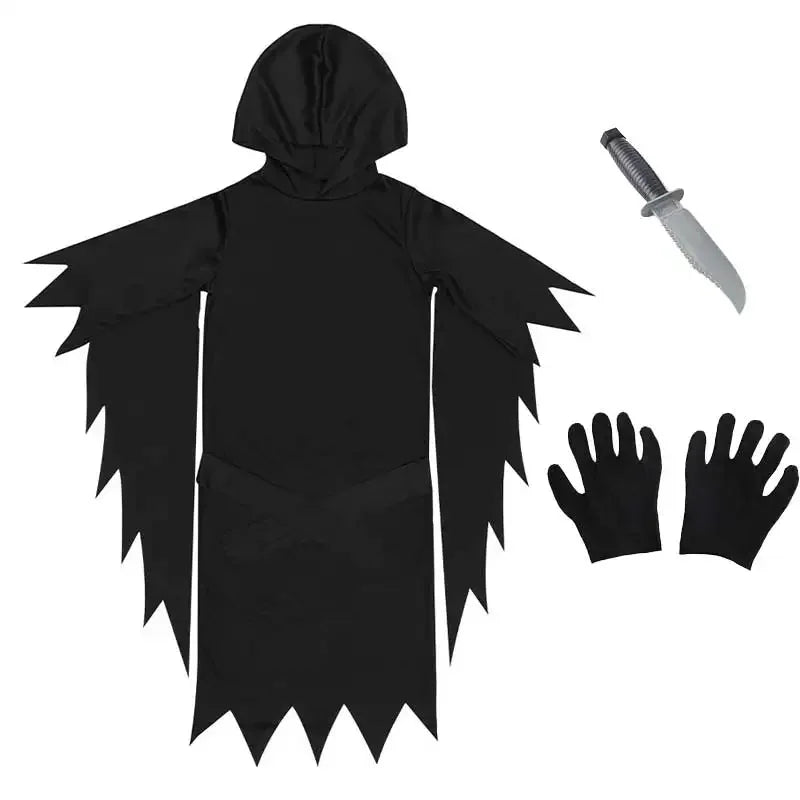 Kids Scream Costume Children Fancy Dress Halloween Party Horror Death Ghostface Costume Boys Teens