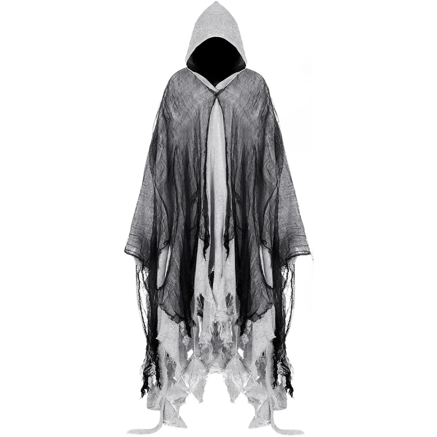 Halloween Hooded Cloak Medieval Renaissance Gothic Wizard Robe Scary Grim Reaper Cosplay Costume for Unisex