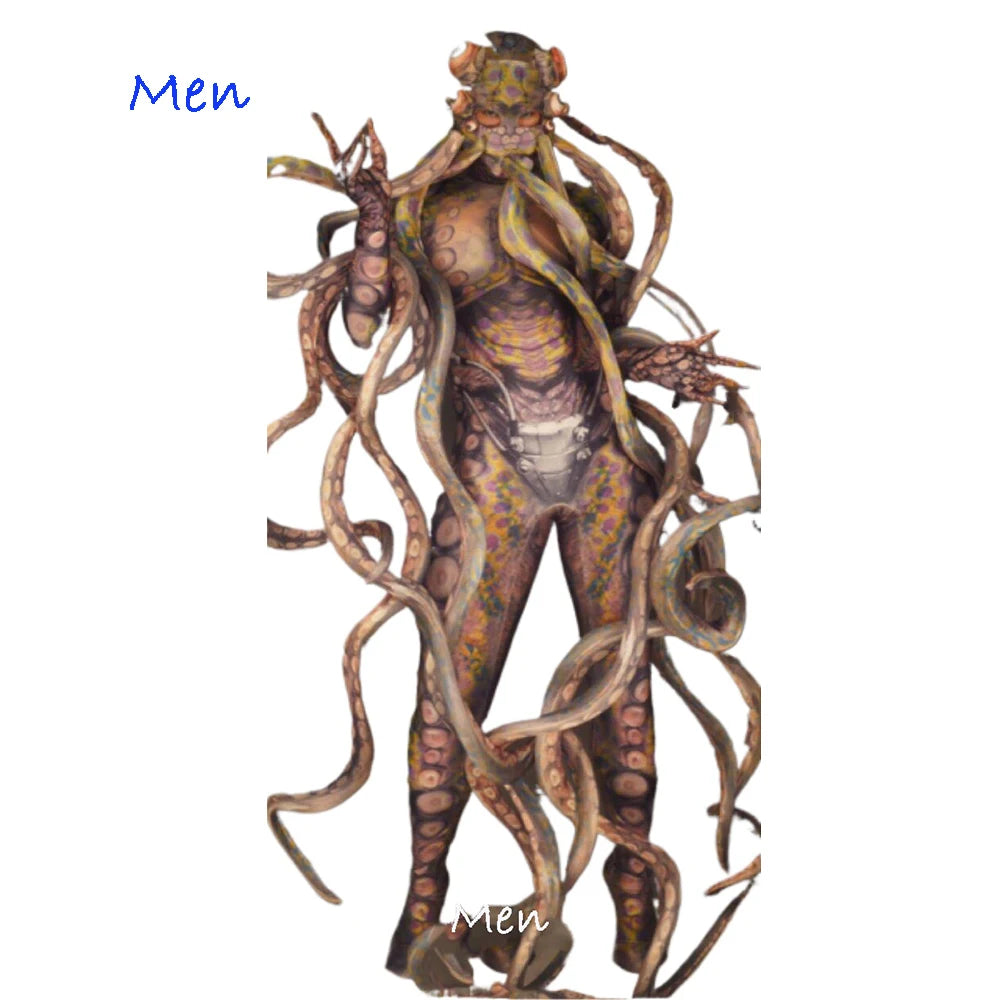Tentacle Terrible Octopus Monster Cosplay Costume Women Men Scary Halloween Party Jumpsuit Adult Role Playing Dance Bodysuit