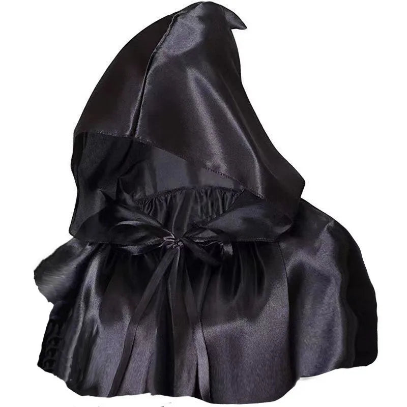 Halloween Cosplay Cloak - Medieval Black Hooded Cape for Men, Gothic Death Costume, Vampire Witch Robe