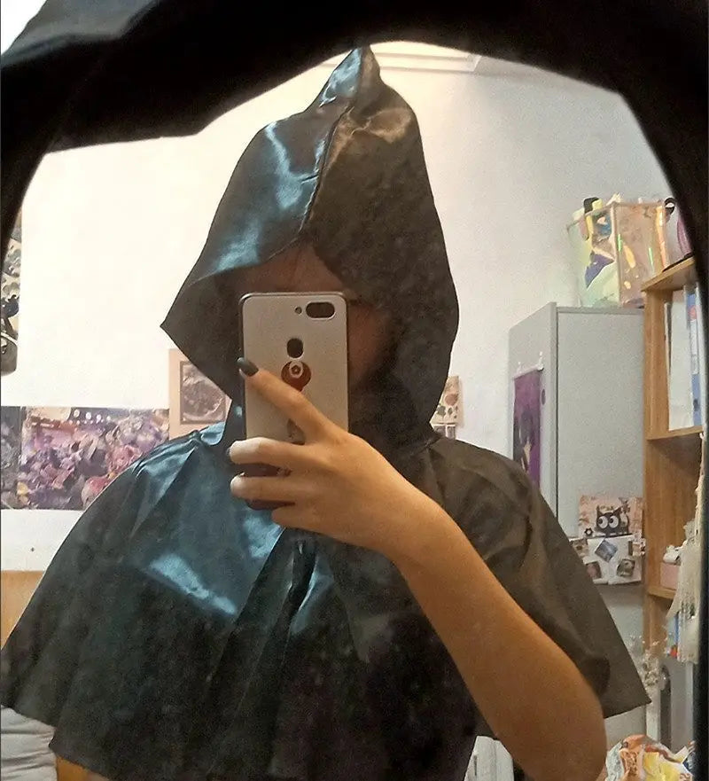 Halloween Cosplay Cloak - Medieval Black Hooded Cape for Men, Gothic Death Costume, Vampire Witch Robe