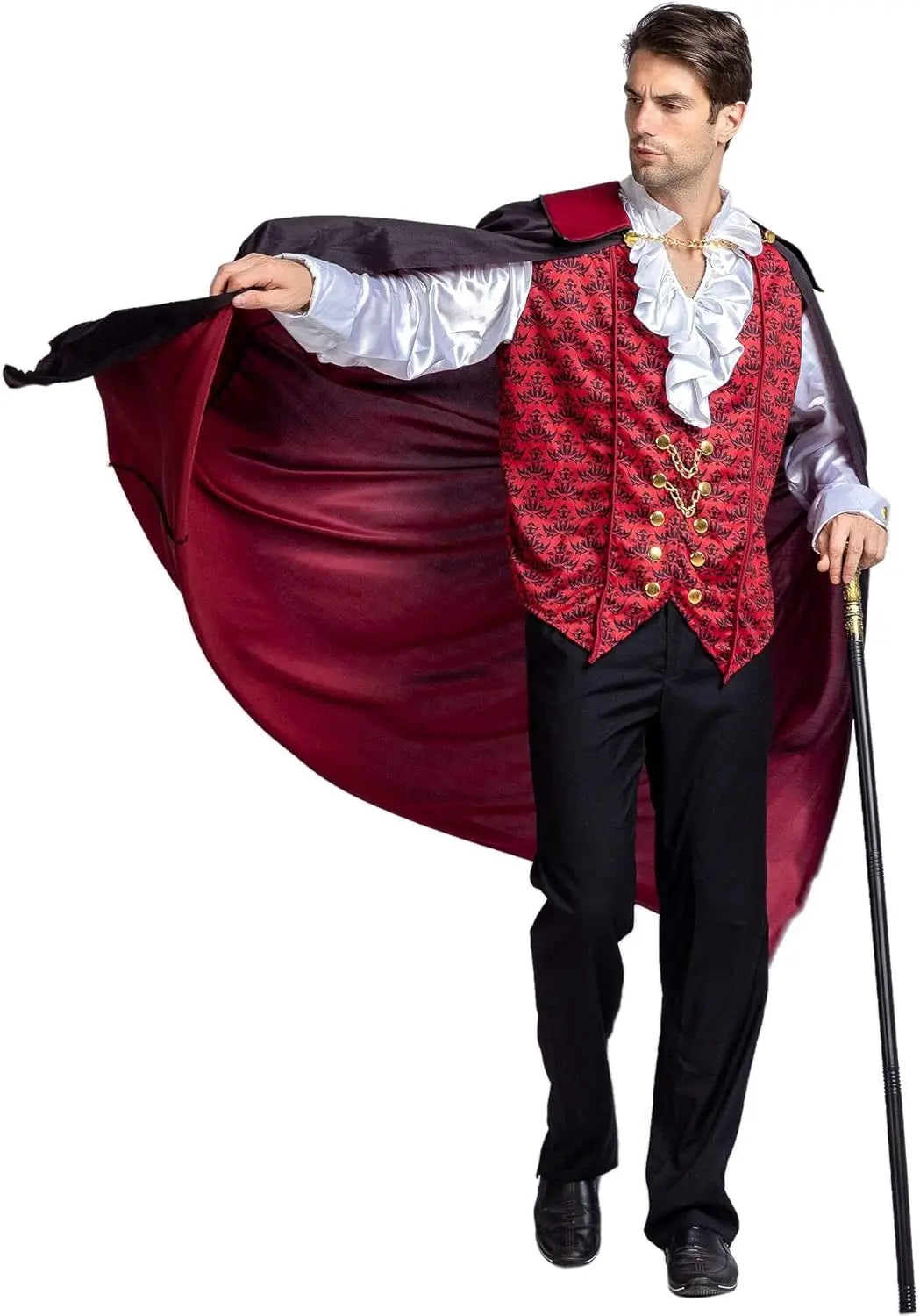Halloween Men‘s Vampire Costume ,Halloween Men's Vampire Cape, Dracula Costume Men