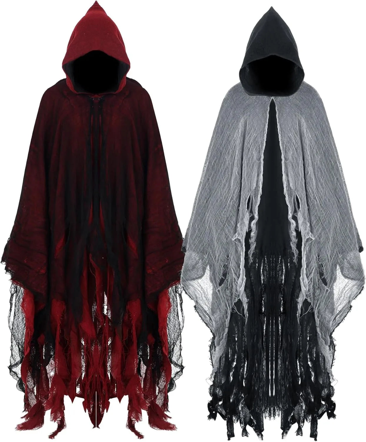 Reaper Cosplay Costume for Unisex Halloween Hooded Cloak Medieval Renaissance Gothic Wizard Robe Scary Grim Reaper Costumes