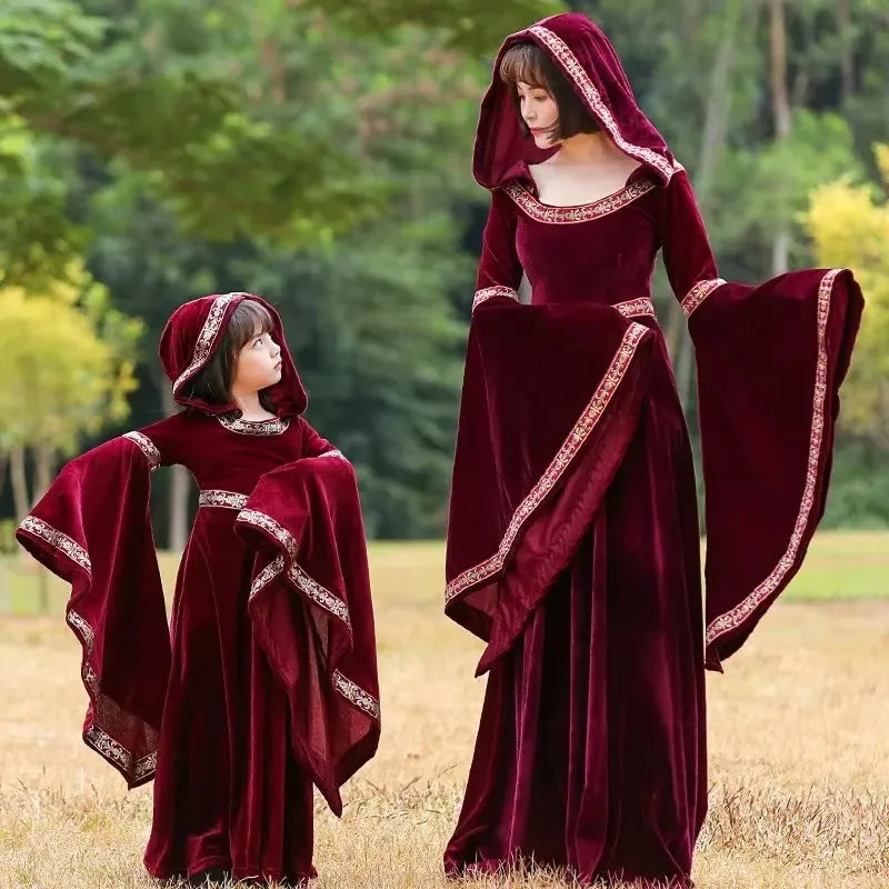 Halloween, medieval Gothic style, long sleeved shirt, luxurious women's dress, party costume, cosplay, vampire, Halloween adult