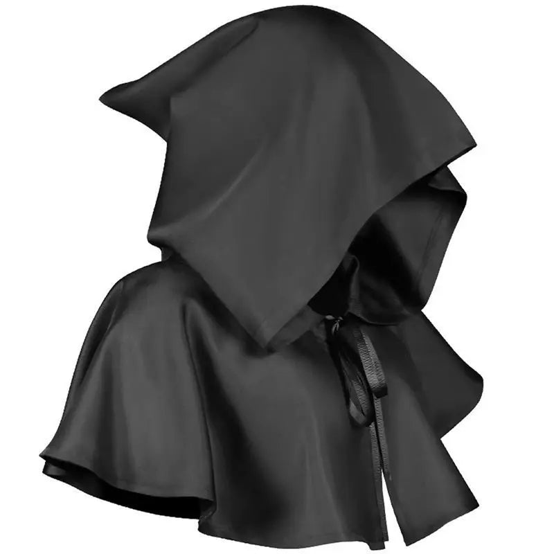 Halloween Cosplay Cloak - Medieval Black Hooded Cape for Men, Gothic Death Costume, Vampire Witch Robe