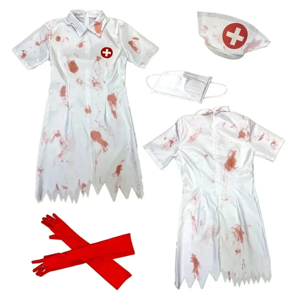 Ladies Halloween Party Zombie Horror Costumes Bloody Nurse Zombie Dress Cosplay Sexy Performance Costume Game Zombie Horror Suit