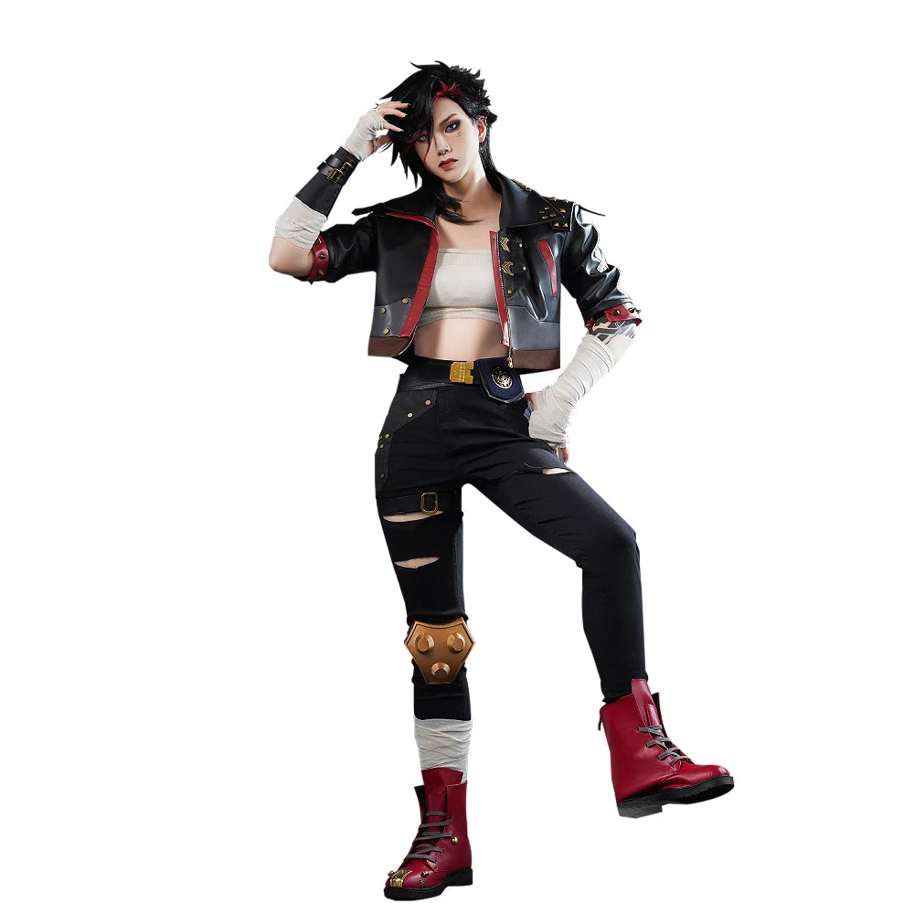 IN STOCK Vi Cosplay Costume Anime Arcane Cosplay【S-3XL】WakuWaku-SR Women Halloween Arcane Vi Cosplay Coat Metal Plus Size LOL