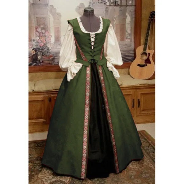 Women Halloween Costume Wicca Witch Medieval Dress Adult Plus Size Scary Cosplay Gothic New 2 Pcs Set Costumes for Women