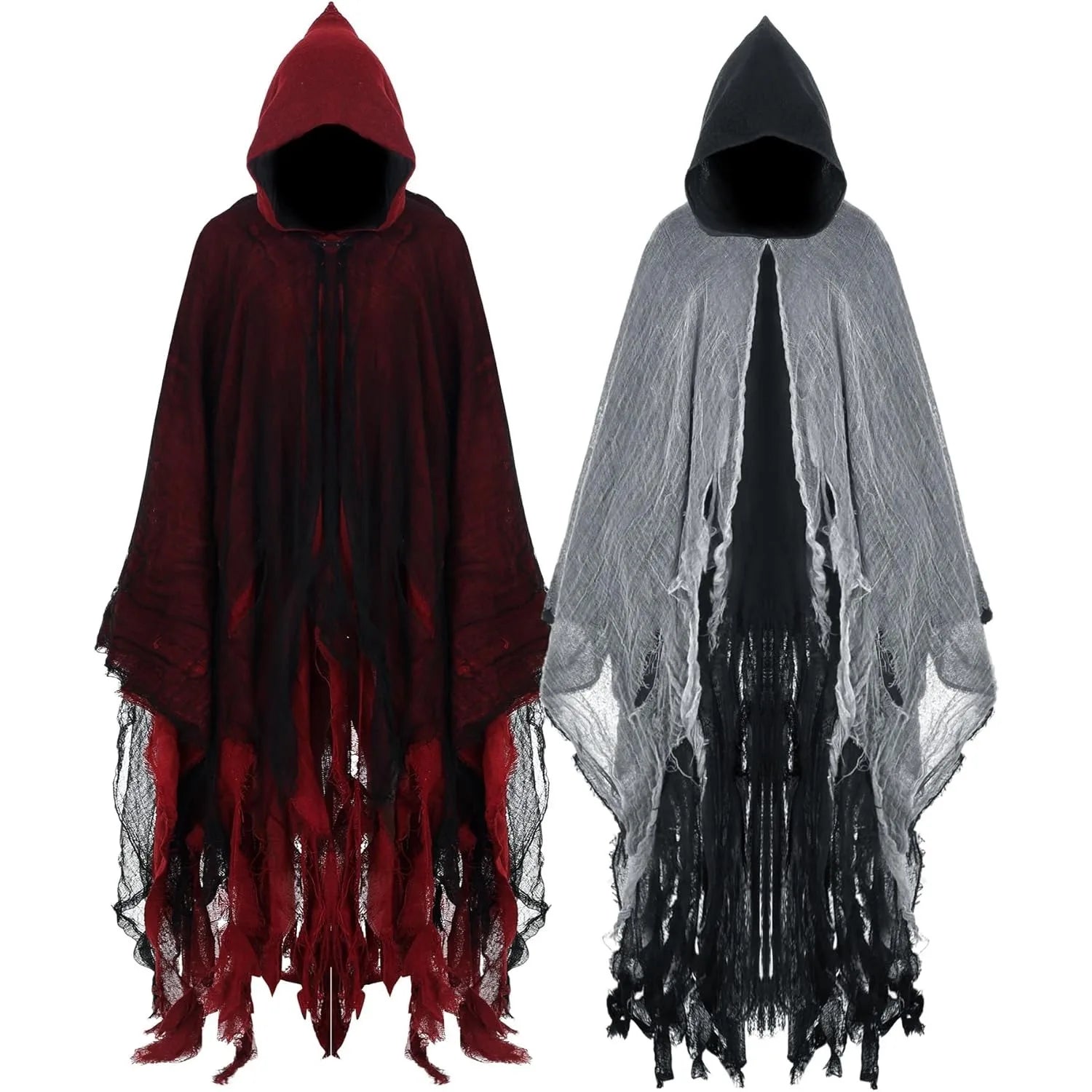 Halloween Hooded Cloak Medieval Renaissance Gothic Wizard Robe Scary Grim Reaper Cosplay Costume for Unisex