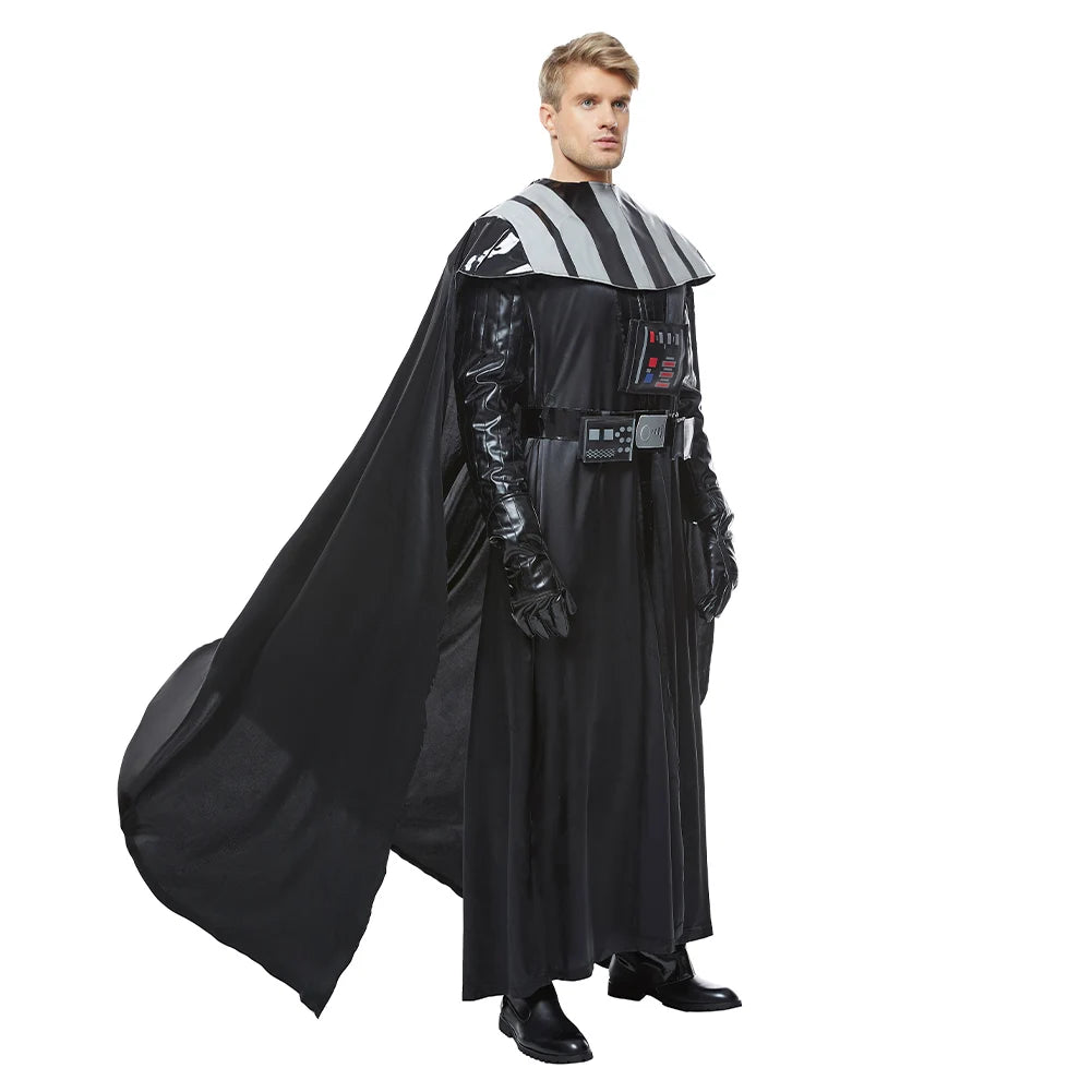 Halloween Darth Cos Vader Cosplay Costume Jumpsuit Vest Cloak Black Uniform Movie Battle Space Adult Men Carnival Disguise Suit