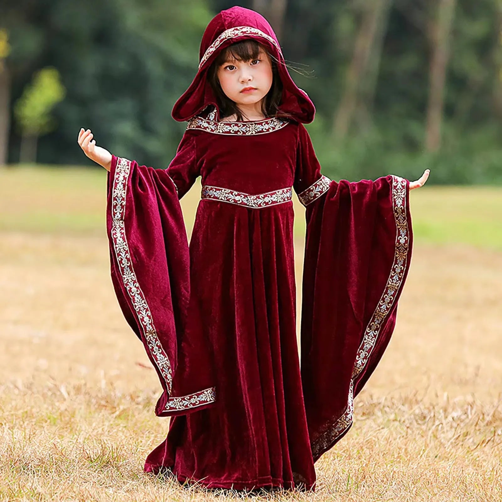 Halloween, medieval Gothic style, long sleeved shirt, luxurious women's dress, party costume, cosplay, vampire, Halloween adult
