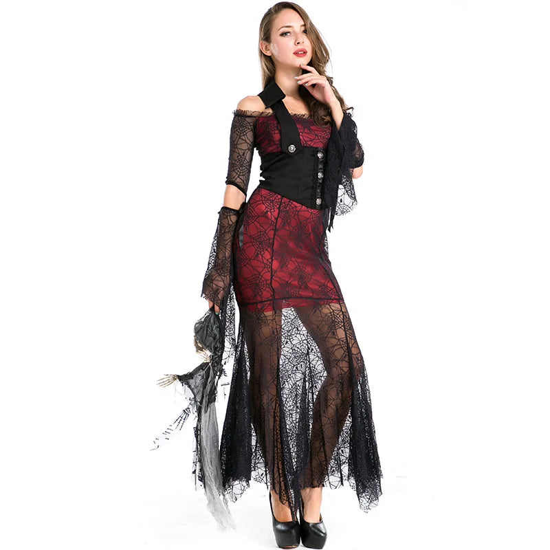 Halloween Easter Masquerade Gothic Vintage Royal Court Devil Vampire Costume Hen Party Scary Horror Witch Cosplay Dress