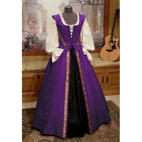 Women Halloween Costume Wicca Witch Medieval Dress Adult Plus Size Scary Cosplay Gothic New 2 Pcs Set Costumes for Women