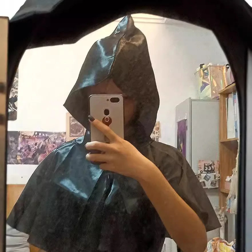 Halloween Cosplay Cloak - Medieval Black Hooded Cape for Men, Gothic Death Costume, Vampire Witch Robe