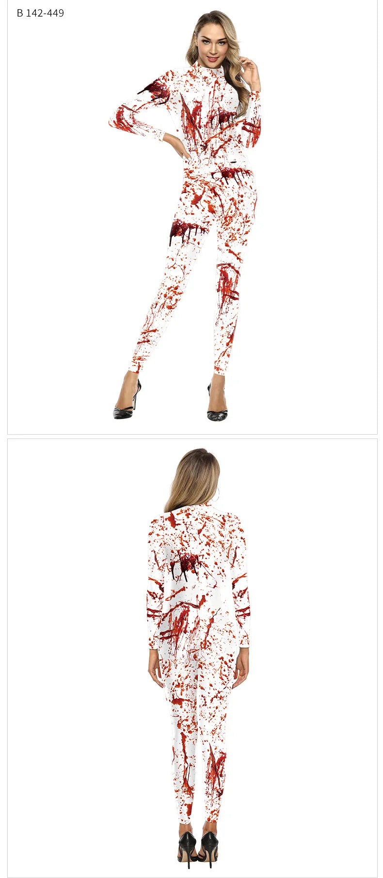 Color Cosplayer Zombie Jumpsuits Women Halloween Party Cosplay Costumes Gothic Ghastly Performance Catsuits Role Playing Costume