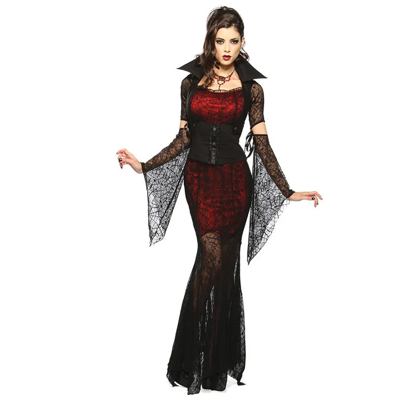 Halloween Easter Masquerade Gothic Vintage Royal Court Devil Vampire Costume Hen Party Scary Horror Witch Cosplay Dress