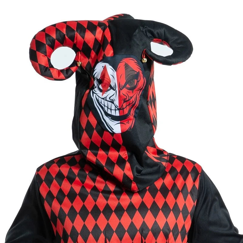 Men Horror Balck Clown Costume Cosplay Adult Scary Gothic Killer Circus Halloween Party Outfit Carnival Easter Purim Fancy Dress