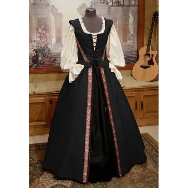 Women Halloween Costume Wicca Witch Medieval Dress Adult Plus Size Scary Cosplay Gothic New 2 Pcs Set Costumes for Women