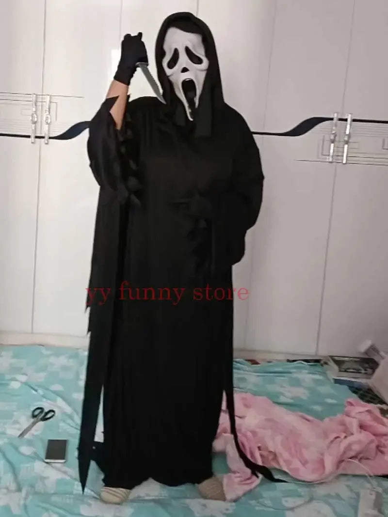 Kids Scream Costume Children Fancy Dress Halloween Party Horror Death Ghostface Costume Boys Teens