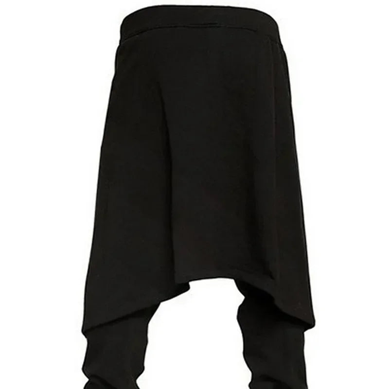 Medieval Steampunk Black Pant Costume for Men Western Style Spliced Loose Pants Stage Cosplay Halloween Gothic Fashion Pant