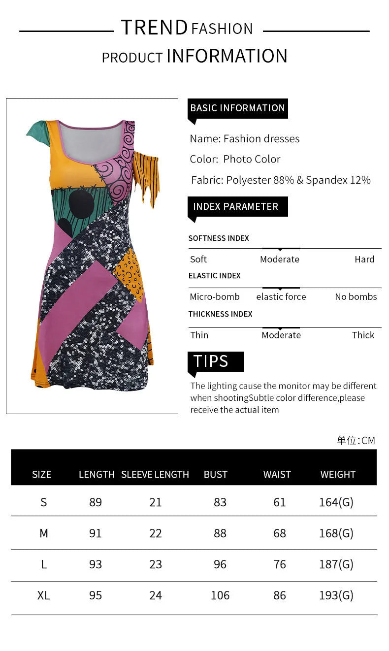 New Anime Christmas Eve Scare Sally Dress Halloween Party Set Costume Women Jumpsuit Catsuit Zentai Bodysuit Gothic Leggins
