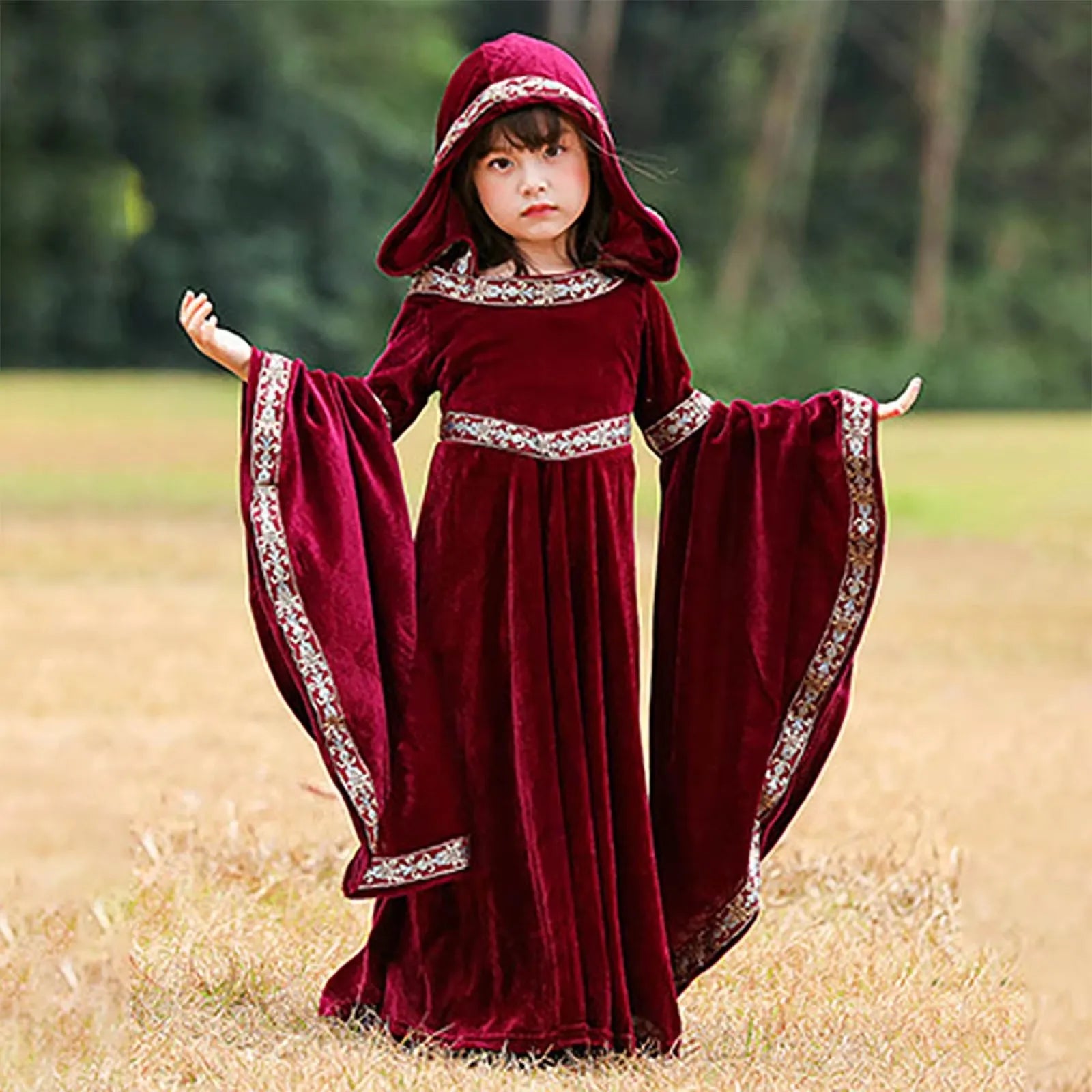 Halloween, medieval Gothic style, long sleeved shirt, luxurious women's dress, party costume, cosplay, vampire, Halloween adult