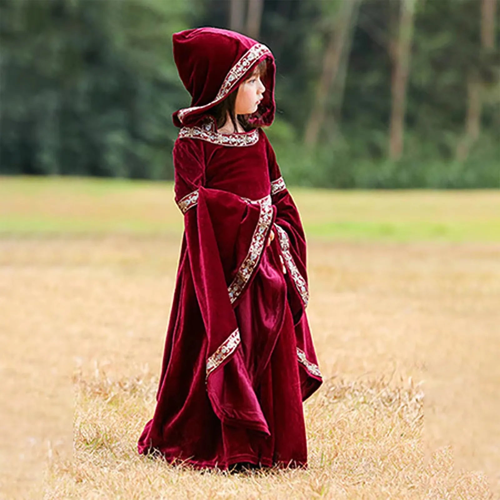 Halloween, medieval Gothic style, long sleeved shirt, luxurious women's dress, party costume, cosplay, vampire, Halloween adult