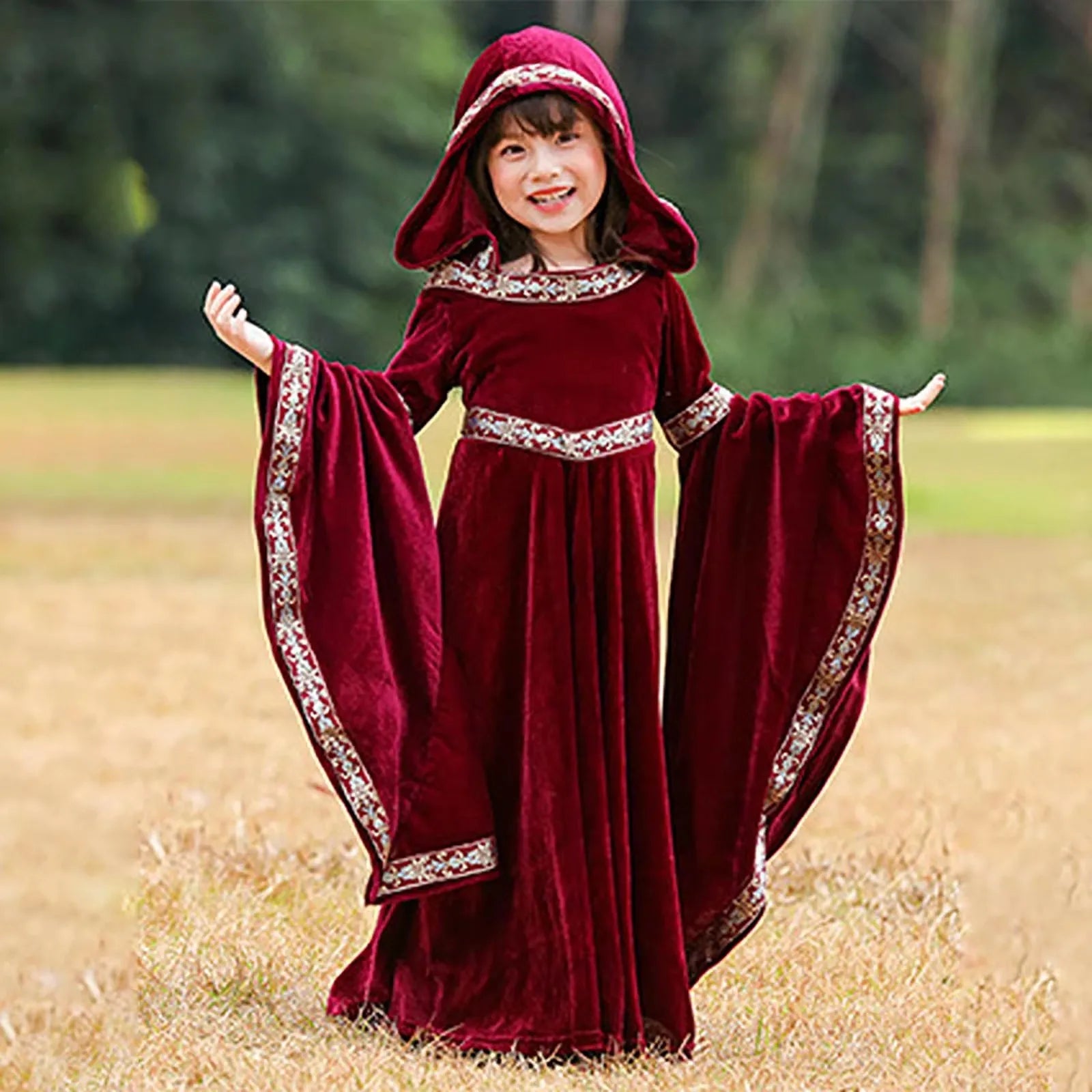 Halloween, medieval Gothic style, long sleeved shirt, luxurious women's dress, party costume, cosplay, vampire, Halloween adult