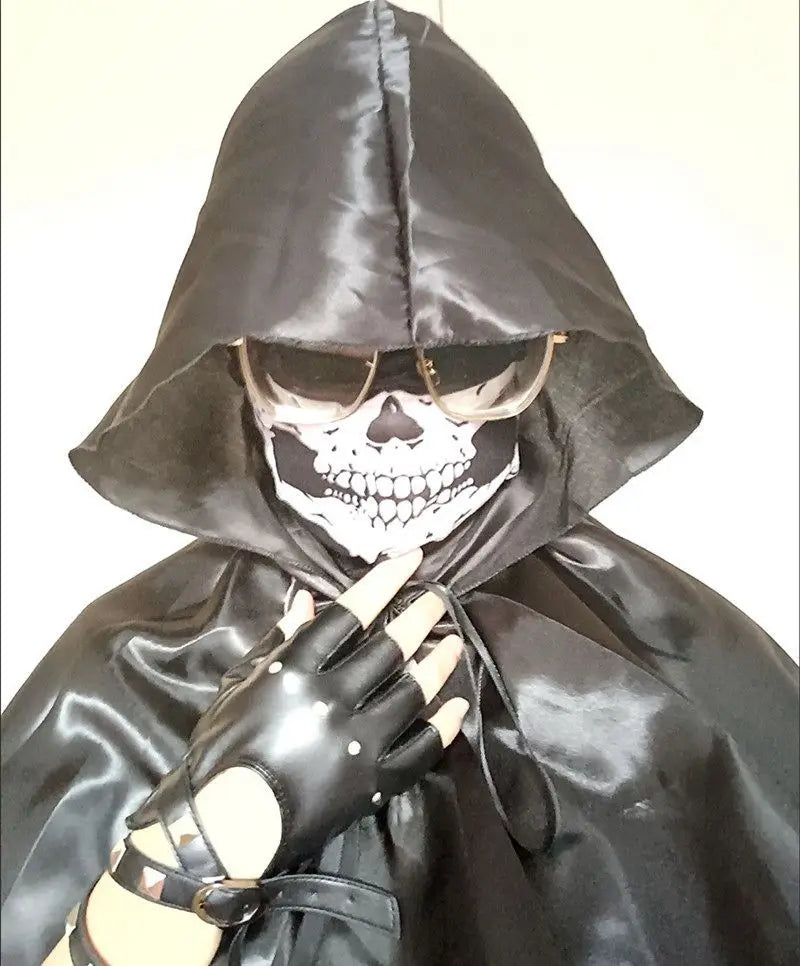Halloween Cosplay Cloak - Medieval Black Hooded Cape for Men, Gothic Death Costume, Vampire Witch Robe