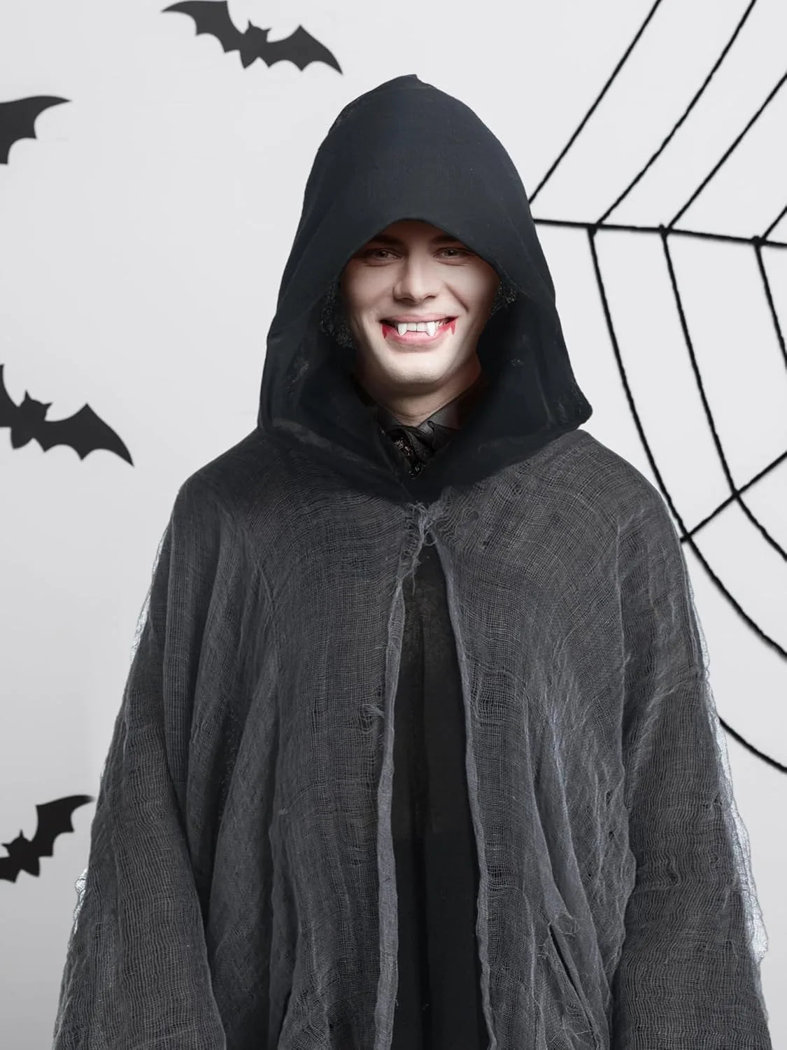 Halloween Hooded Cloak Medieval Renaissance Gothic Wizard Robe Scary Grim Reaper Cosplay Costume for Unisex