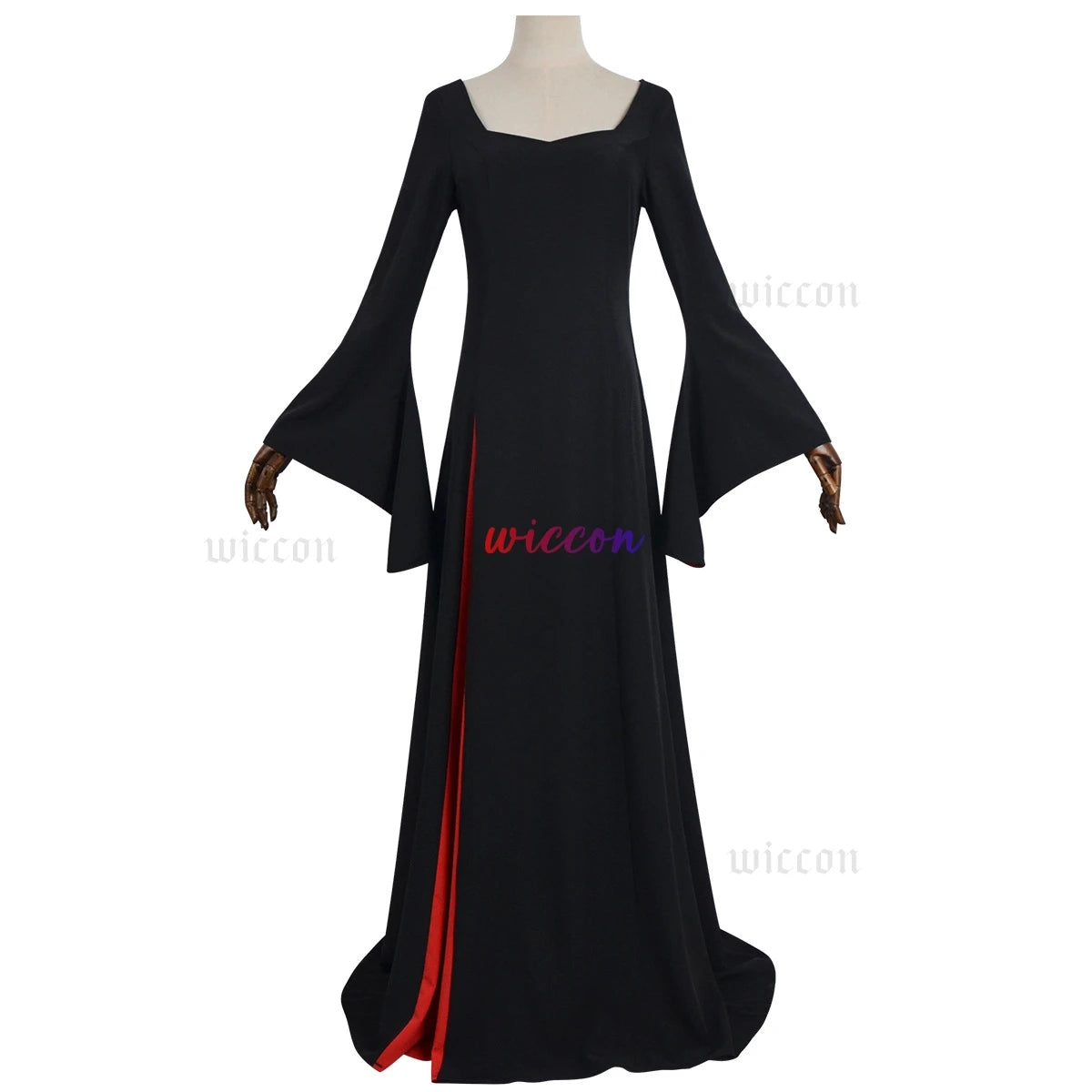 Morticia Cosplay Costume Black Robe Wig Set Women Gothic Dress Maxi Skirt Adult Vintage Halloween Masquerade Party