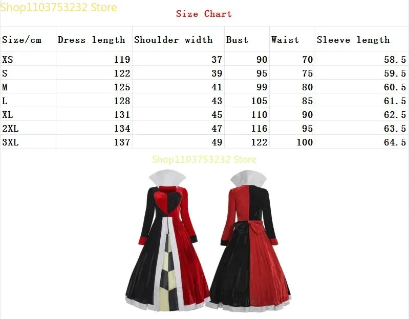 Halloween Queen of Hearts Costume Alice in Wonderland Dress Women Adult Sexy Poker Queen Cosplay Halloween Fancy Dress Plus Size