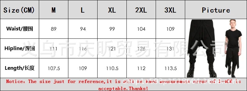 Medieval Steampunk Black Pant Costume for Men Western Style Spliced Loose Pants Stage Cosplay Halloween Gothic Fashion Pant
