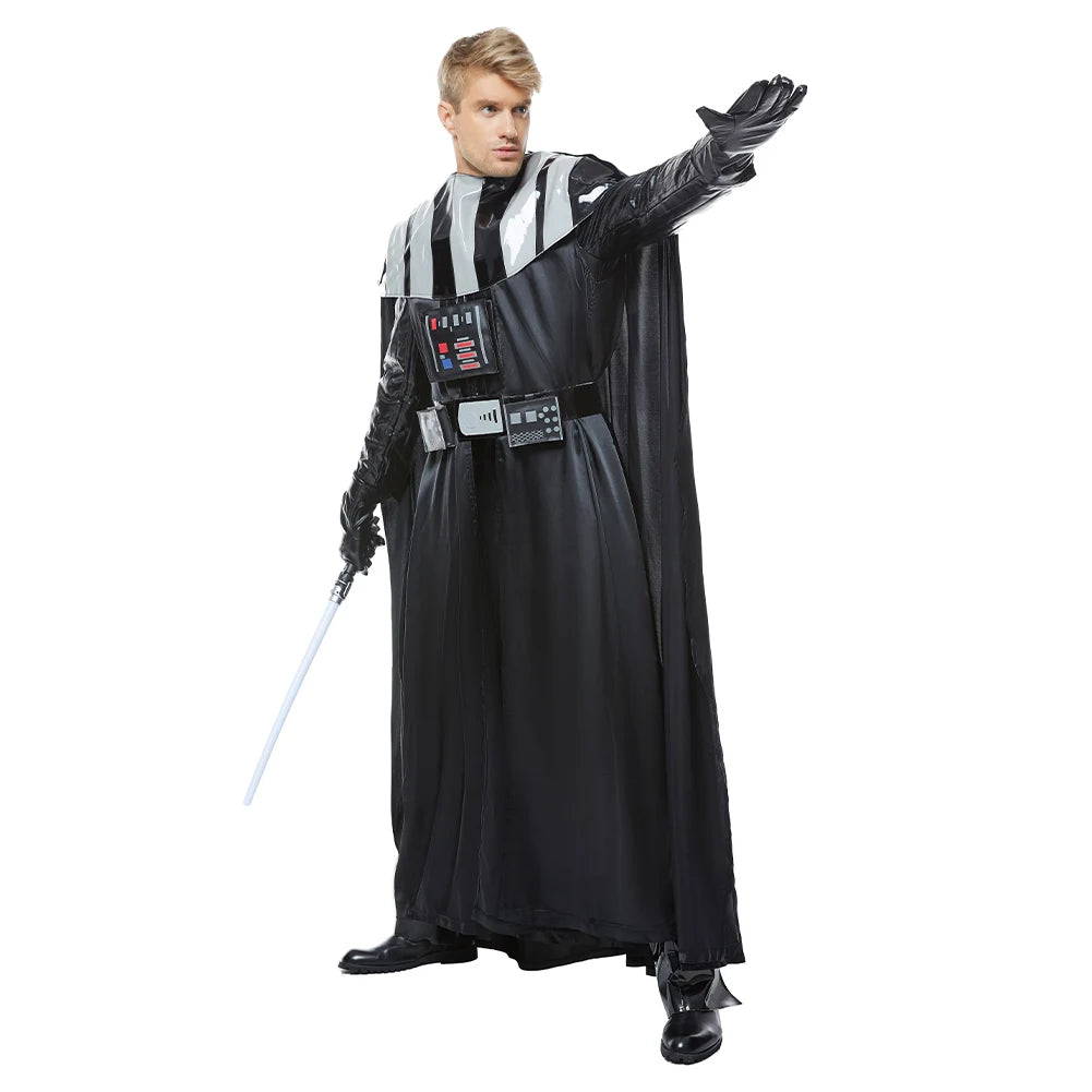 Halloween Darth Cos Vader Cosplay Costume Jumpsuit Vest Cloak Black Uniform Movie Battle Space Adult Men Carnival Disguise Suit